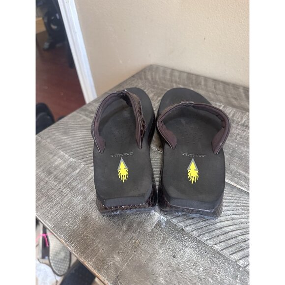 Volatile Womens 7 Brown Croc Patent Wedge Sandals Slides Heel Platform - Picture 4 of 5